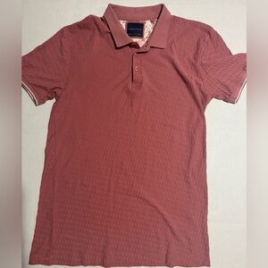 Stitches‎ & Rivets, Dark Coral Colored Textured SS Polo Shirt, Men's Small #1141